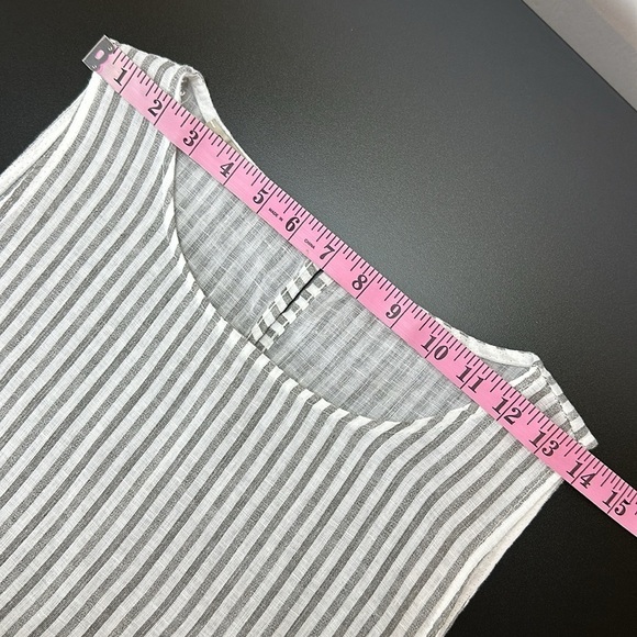 Francesca‎ Bettini Linen Striped Sleeveless Midi Dress L Pockets Lagenloo… - Picture 12 of 13